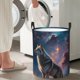 thumbnail image 5 of Balery Night Sky Wolf Cesta de ropa redonda con asas, impermeable, independiente, para ropa, juguetes, dormitorio y familia-Medium, 5 of 6