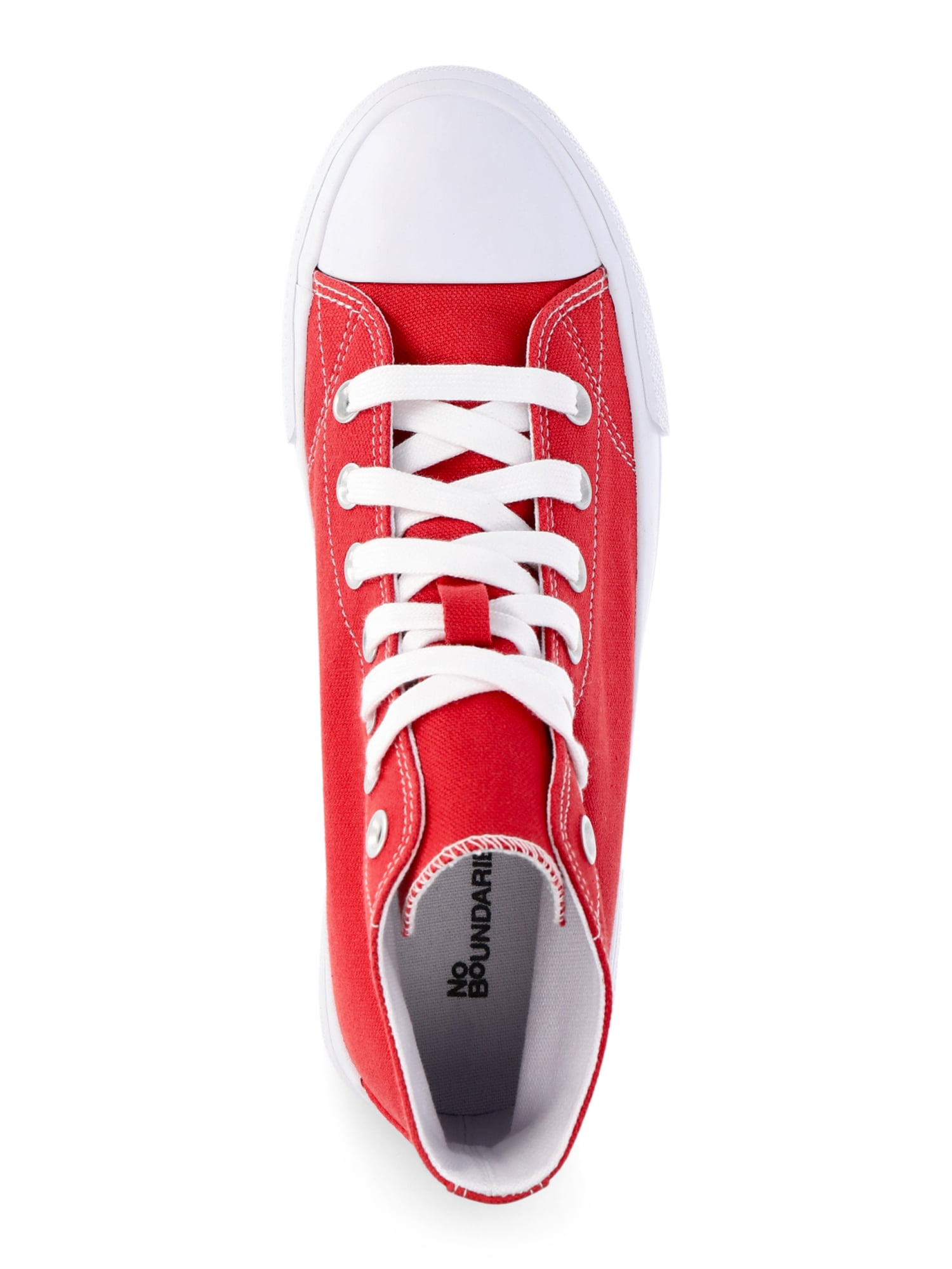 No Boundaries Women’s Lace Up High Top Sneakers, Round Toe Red, Size 8.5