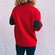 thumbnail image 5 of Otoño Invierno Mujer Navidad Impresión Empalme Cuello redondo Manga larga Línea Suéter Tops Blusa Fridja hjk1122, 5 of 7