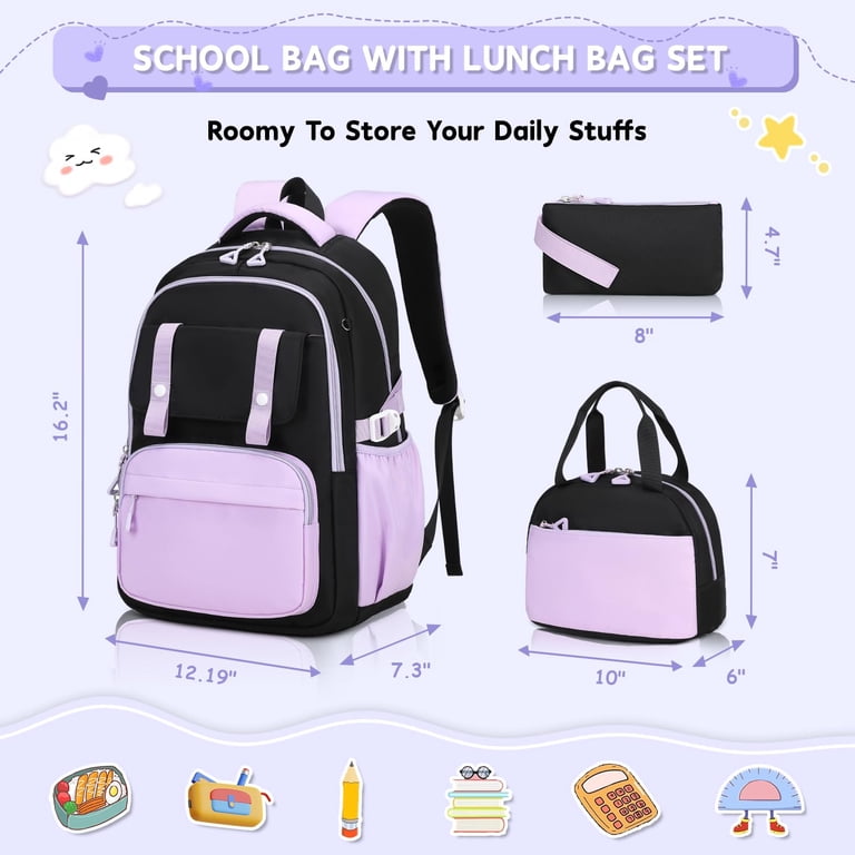 Soda Candy 3 Pcs Girls Backpack Set with Lunch Bag Pencil  display picture 3