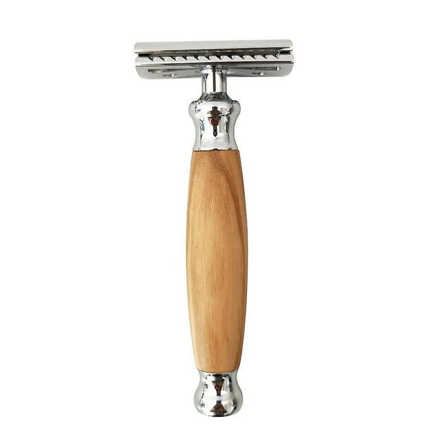 Maquinilla de afeitar manual, maquinilla de afeitar con mango de bambú natural, maquinilla de afeitar unisex sostenible con patrón de grano de madera de diamante maquinilla de afeitar