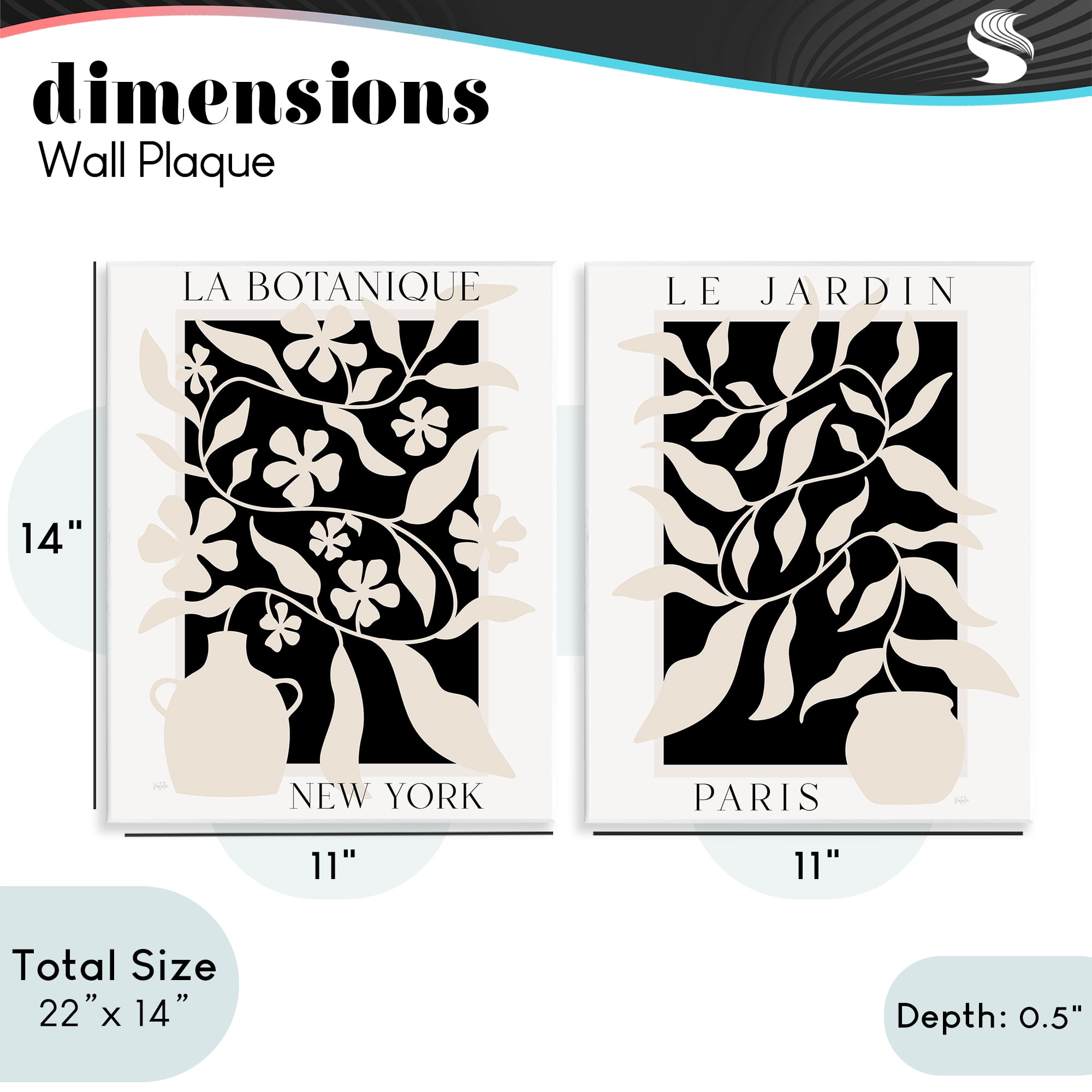 Stupell Industries New York & Paris Botanicals 2 Piece Wall Plaque Art Set, design by Natalie Carpentieri