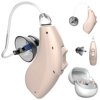 BlaidsX Neuro Rechargeable RIC + Programmable Hearing Aids for Seniors with Bluetooth & Noise Cancellation, Dual Mic & 48 DSP Channels - Beige - Left Ear