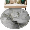 thumbnail image 2 of Grey Ombre Marble Round Rugs 7ft, Gray Marble Crack Abstract Modern Non Slip Washable Rug Runner, Low Pile Indoor Floor Carpet Mat Bathroom Rugs for Living Room, Bedroom, Kids Room, 2 of 9