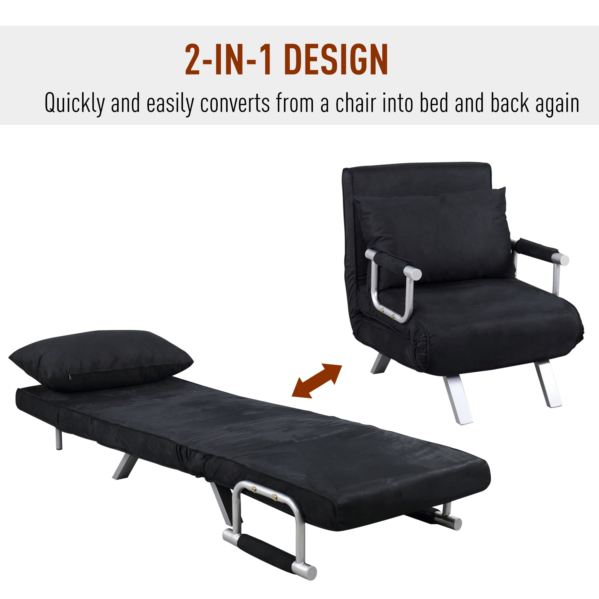 Homcom Single Person Convertible Sleeper Bed Sofa Chair Folding 5 Position