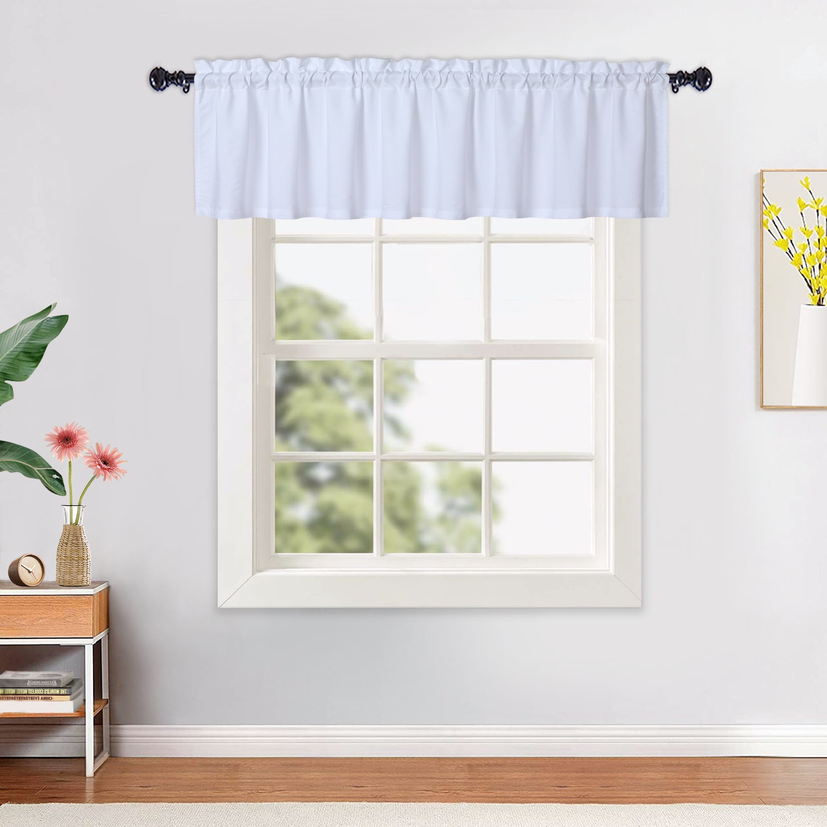 CAROMIO White Kitchen Valances Curtains, Soft Microfiber Seersucker Fabric Embossed Bubble
