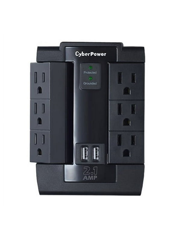 CyberPower CSP600WSU Surge Protector 6-AC Outlet Swivel with 2 USB Charging Ports