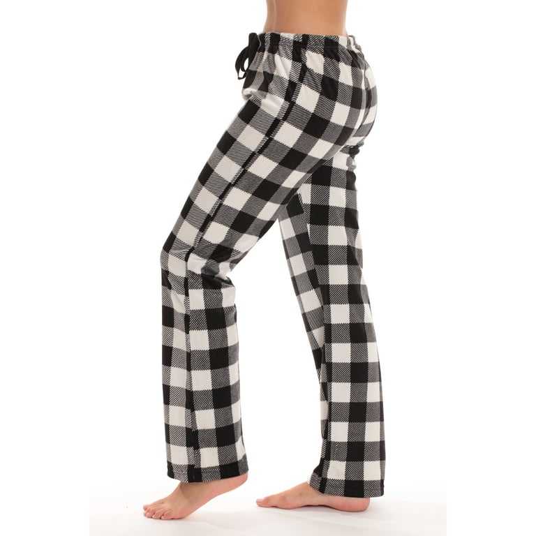 White and black online buffalo plaid pajama pants