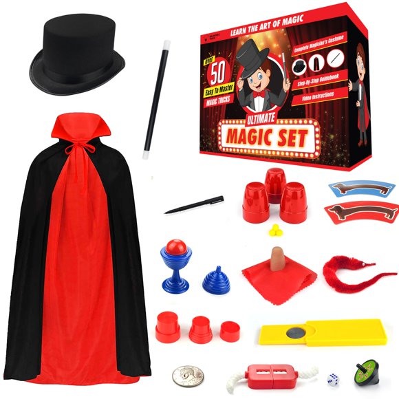 Kit de magia BLOONSY para niños de 6 a 12 años con disfraz de mago