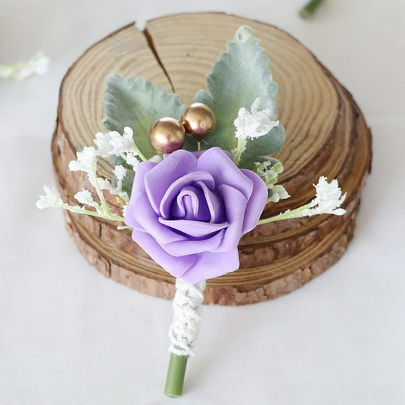 Ramillete para muñeca, conjunto de boutonniere, ramillete y conjunto de boutonniere para novio , rosa, accesorios de , púrpura Violeta Yotijar Boutonnieres de rosas