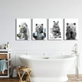 thumbnail image 2 of 4Pcs Funny Bear Bathroom Canvas Wall Art Black And White Animal Wall Decor Picture Cute Bathroom Posters Prints for Restroom Washroom Dorm Laundry Room Decorations, 2 of 6