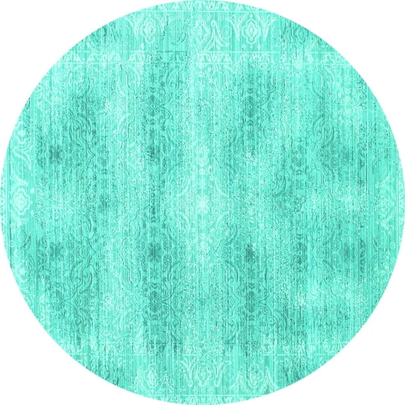 Ahgly Company Indoor Round Persian Turquoise Blue Traditional Area Rugs, 8' Round