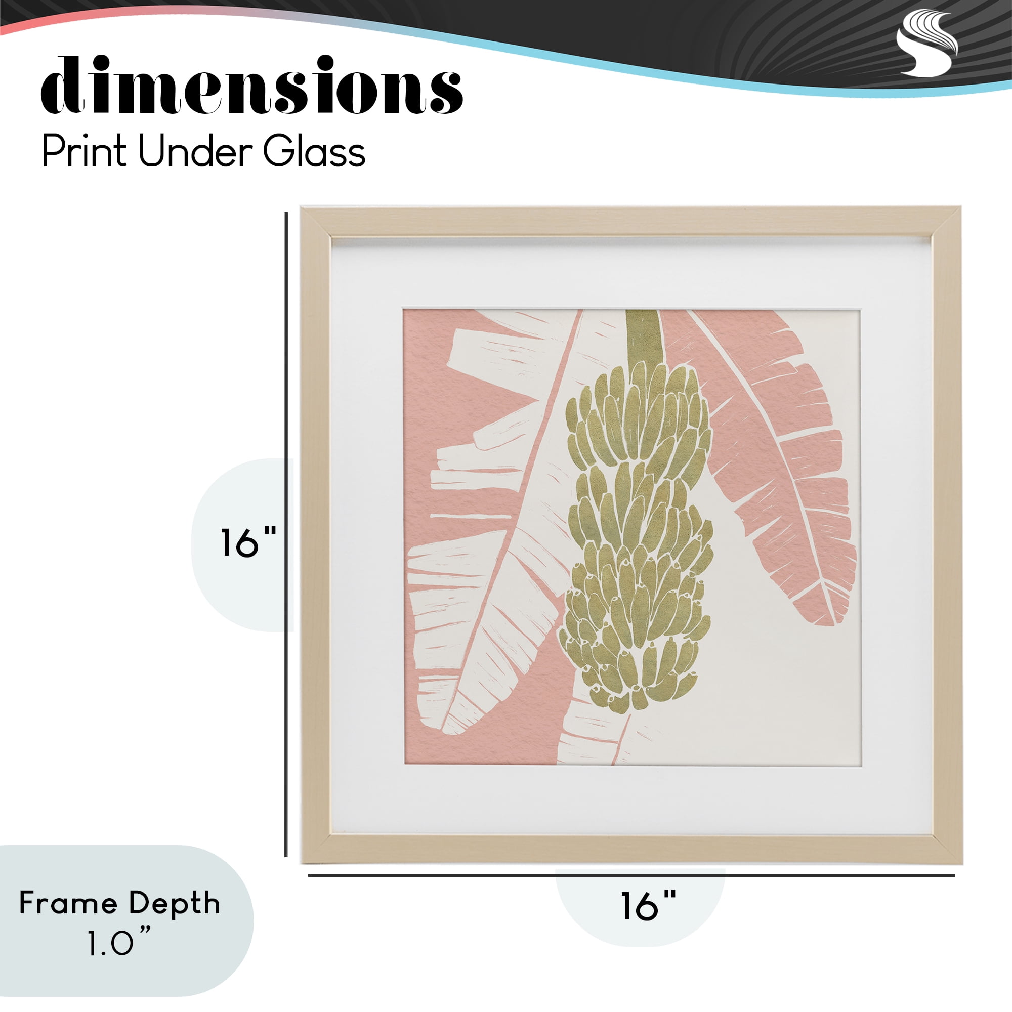 Stupell Industries Banana Bunch Amid Pink Leaves Birch Framed Print Under Glass, design by Yuyu Pont