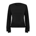 thumbnail image 4 of ManxiVoo Sophisticated Long Sleeve Blouse with Delicate Lace Detail Versatile Casual to Business Tops for Women 2025 Essential Wear L Size Black, 4 of 7