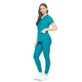 thumbnail image 6 of Womens Jogger Scrub Set Ultra Stretch Medical Scrub Top & Pants (Teal, X-Small), 6 of 7