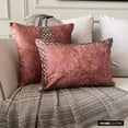 thumbnail image 5 of The HomeCentric Designer Throw Pillow cover Rust 20"x20" (50x50 cm) Velvet God Foil Textured Fabric, Crystal Cushion cover For Sofa Chouch, Hotels, living Bed Room, Striped - Rust Shards, 5 of 12