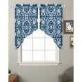 thumbnail image 2 of Blue White White Flowers Swag Valances for Windows, Rustic Vintage Botanical Leaves Rod Pocket Sheer Valances for Windows, Swag Toppers Light Filtering for Kitchen Living Room 2 Panels 36''x45'', 2 of 6