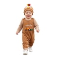 thumbnail image 3 of mgoYE My First Thanksgiving Baby Boy Outfit Long Sleeve Romper Turkey Overall Hat 0-3 Months, 3 of 9