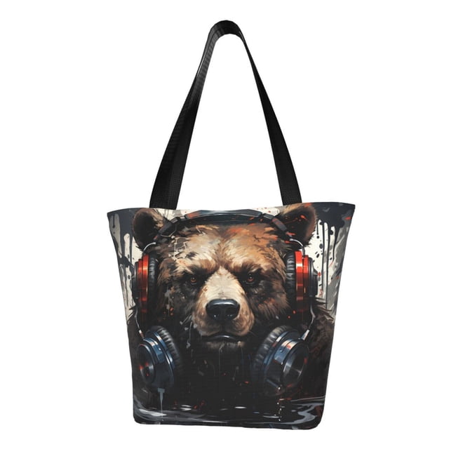Disketp Urban Bear With Headphones Bolsa de Hombro Casual para Mujer, Bolso Cruzado para Compras, Viajes y Uso Diario