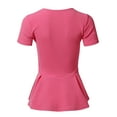 thumbnail image 3 of SSOULM Women's Classic Stretchy Short Sleeve Flare Peplum Blouse Top (S-3X). Made In U.S.A, 3 of 4
