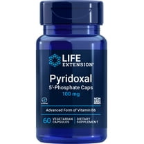 Life Extension Pyridoxal 5'-Phosphate Caps - Vitamin B6, 100 mg, bioactive B6 for cardiovascular, kidney & nerve health - Gluten-Free, Non-GMO, Vegetarian - 60 Capsules
