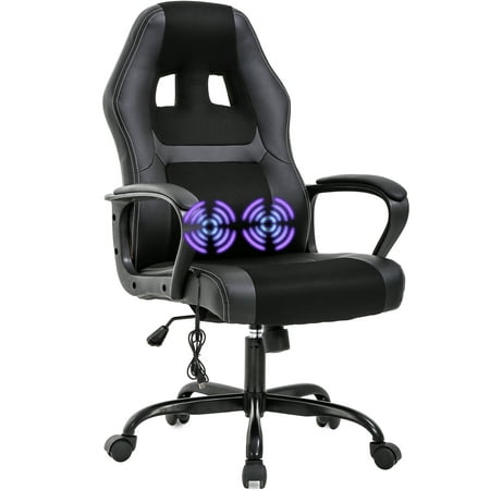 BestOffice Adjustable & Lumbar Support Swivel Gaming Chair, Black