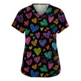 thumbnail image 2 of Fabrcox S-5XL Valentine Scrubs for Women Plus Size Love Heart Graphic Holiday Scrubs Tops V Neck Short Sleeve Women Nurse Uniform with Pockets, 2 of 5