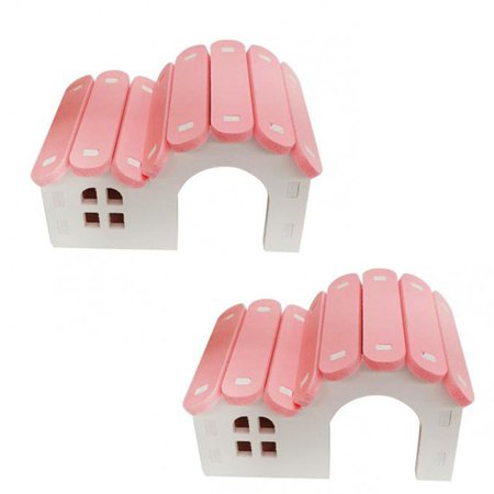 2 pcs PVC Material MIni for Small Animals Habitats Hamster Hut Hamster House Mice Toy Chinchilla Villa PINK