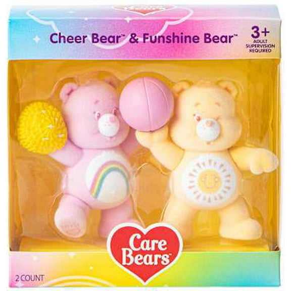 Care Bears Cheer Bear & Funshine Bear Mini Figure 2-Pack [Playing Basketball, Flocked]