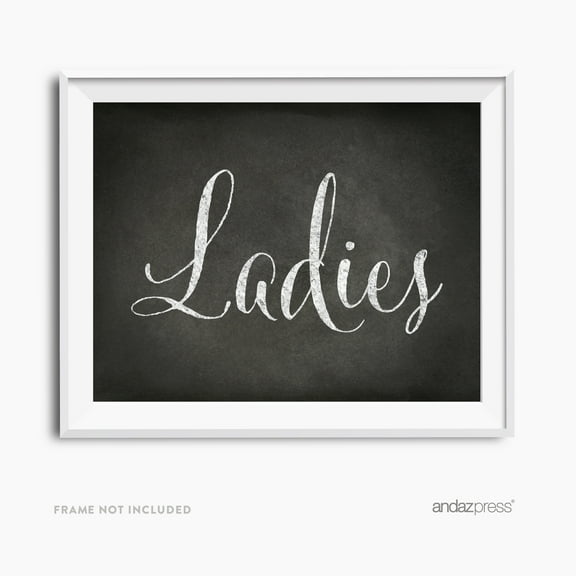 Ladies, Gents Black Vintage Chalkboard Wedding Party Signs, 2-Pack