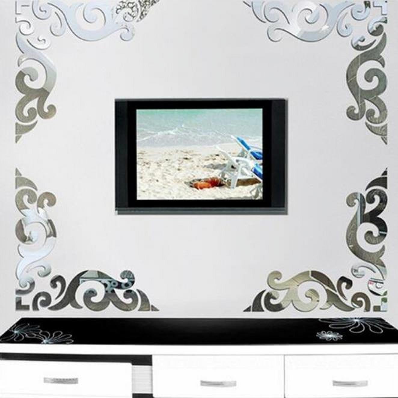 4Pcs Wall Stickers Board Mirror Decal Furniture Border Diagonal Home Decoration