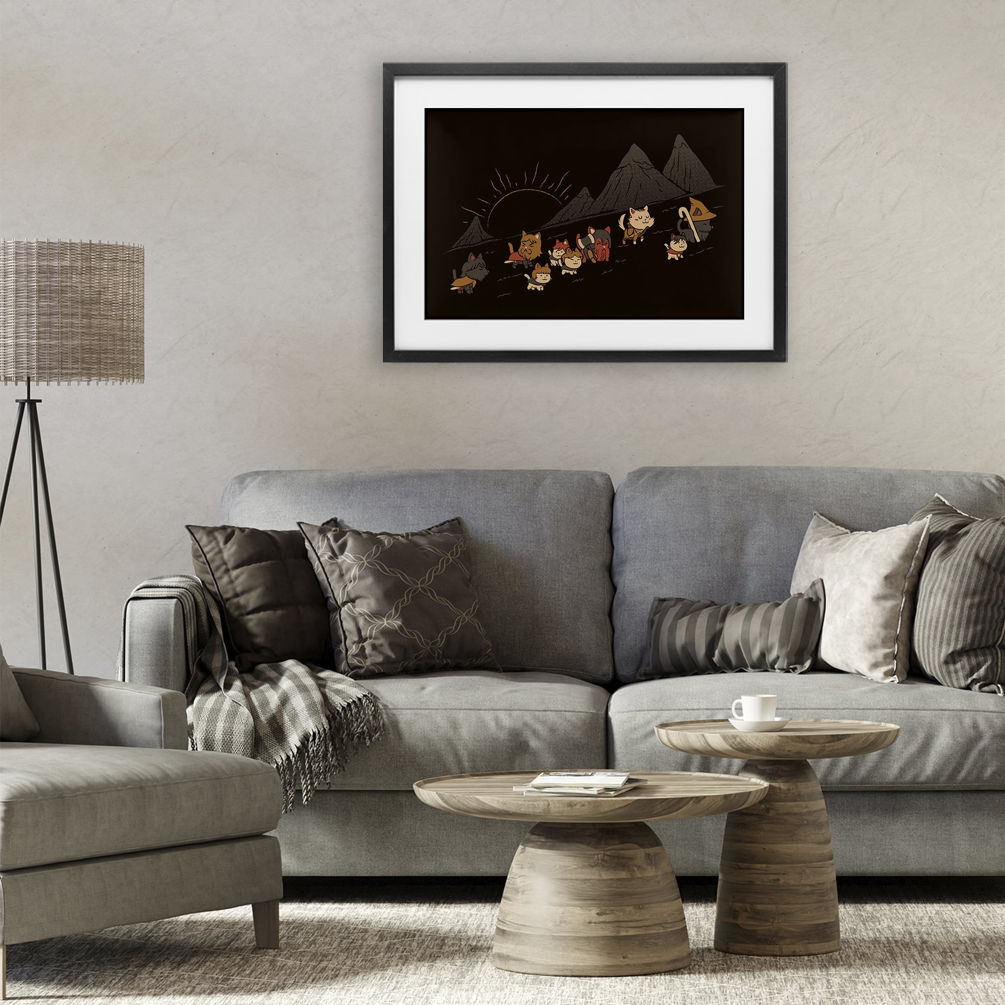Stupell Industries Iconic Furrowship Of Ring Cats Black Framed Print Under Glass, design by Tobe Fonseca