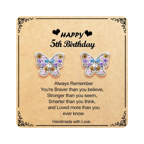 Butterfly Earrings as 8 Year Old Birthday Gifts for Granddaughter Daughter Niece Earrings,8th Birthday Christmas Valentines Gifts for woman Hypoallergenic Screw Back Stud Earrings