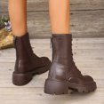 thumbnail image 3 of B91xZ Bottes à Talons Hauts Mi-Mollet pour Femmes Bout Rond Talon Bloc Bottines pour Femmes, Marron 8, 3 of 5