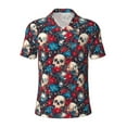 thumbnail image 2 of Daiia Skull red flower blue Pattern Men’s Polo Shirts,Solid Deck Shirt,Classic Fit, Breathable Cotton Polo for Casual and Sport Wear-X-Large, 2 of 7