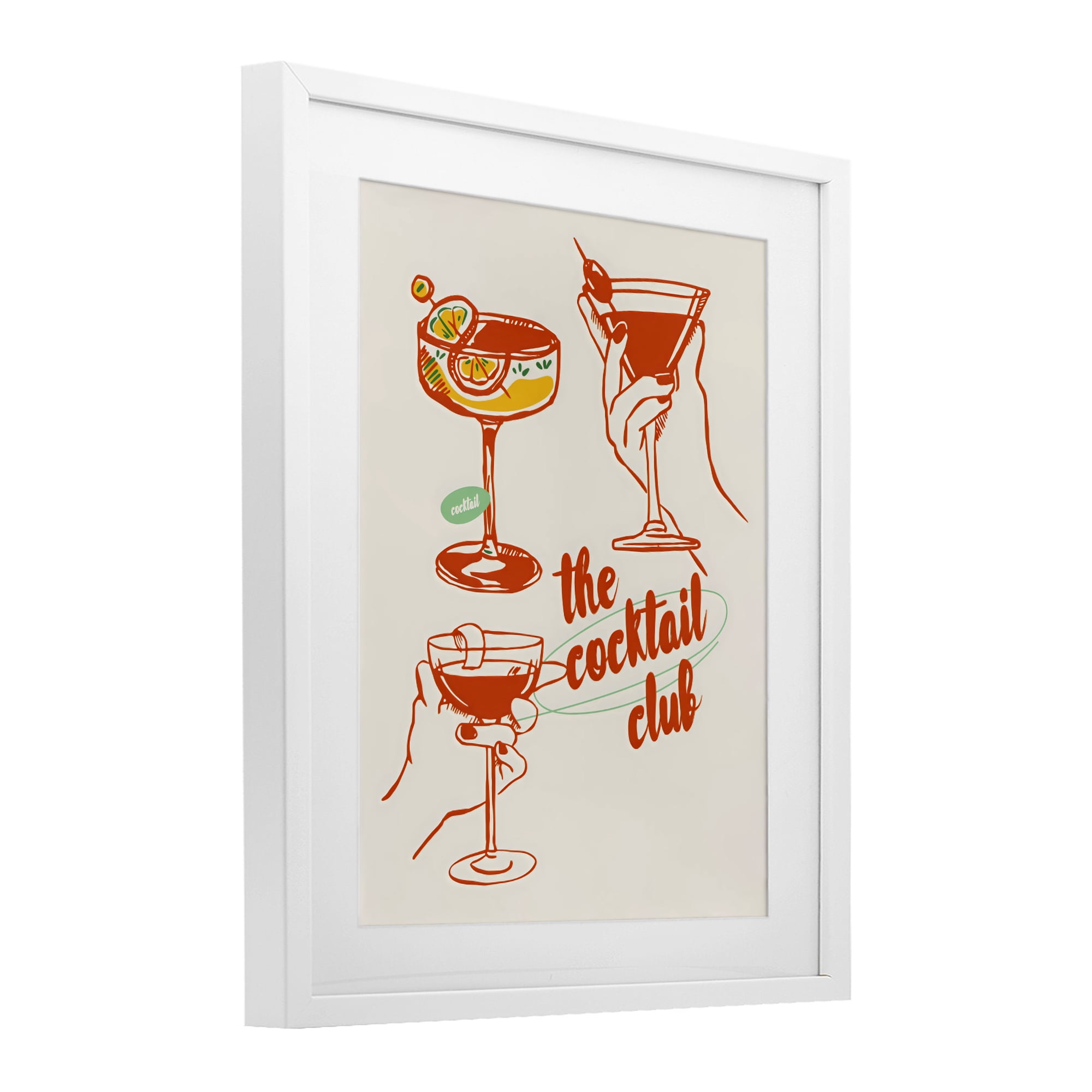 Stupell Industries Cocktail Club Toasting Glasses White Framed Print Under Glass, design by The Prints Vibe
