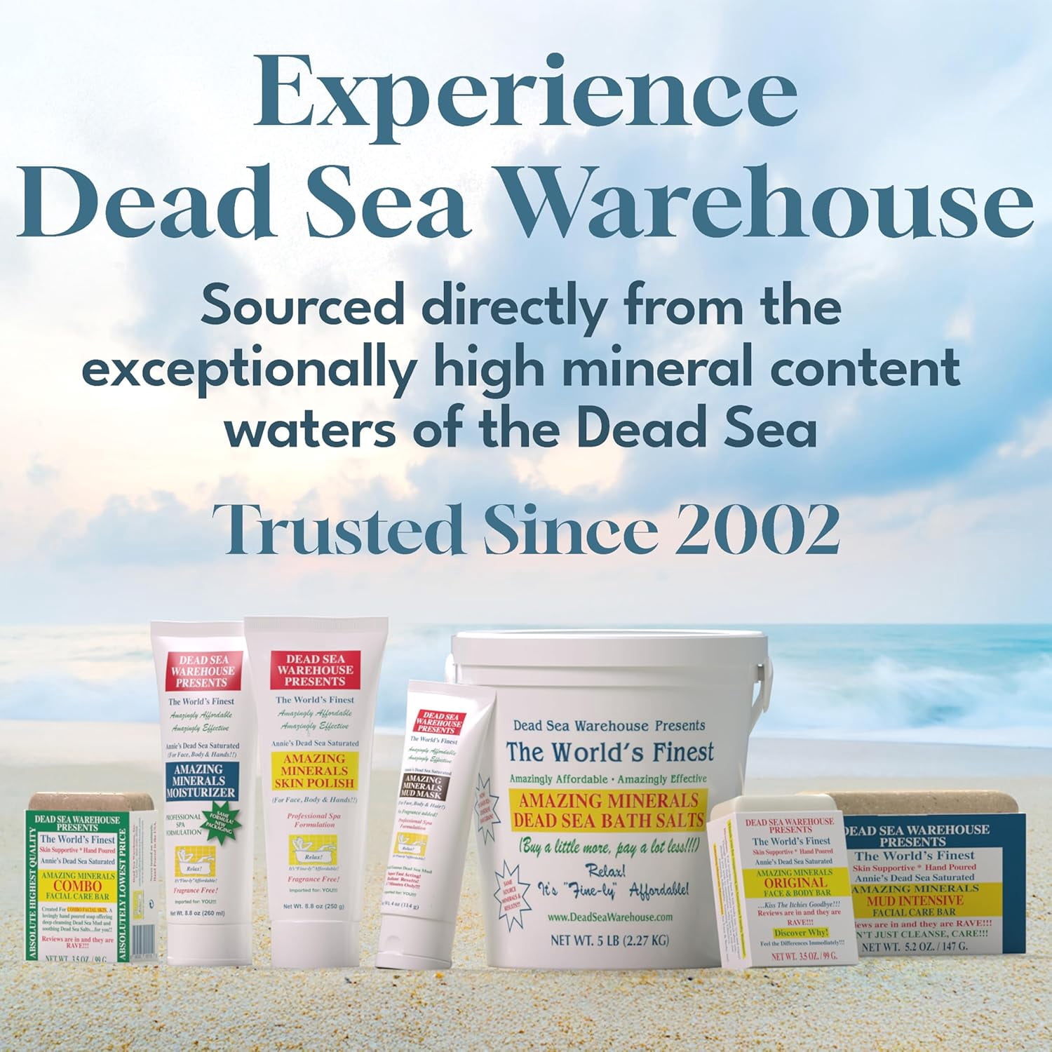 Dead Sea Warehouse Amazing Minerals Dead Sea Bath Salts for Natural Muscle Pain Relief, 5 lbs