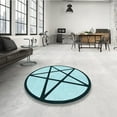 thumbnail image 4 of Ahgly Company Machine Washable Indoor Round Transitional Deep-Sea Green Area Rugs, 3' Round, 4 of 7