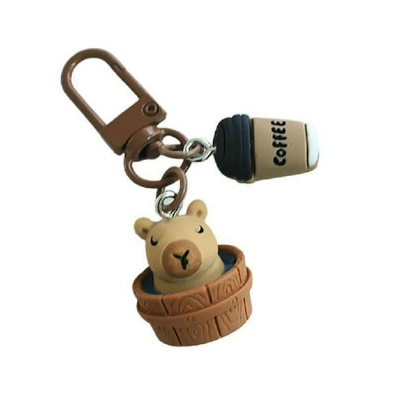 Cute Capybara 3D Keychain Cartoon Resin Animal Keyring Bag Pendant Fashion Accessory for Backpack and Phone Decoration
