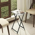 thumbnail image 6 of Foldable TV Trays, Small Folding Table, TV Trays Set of 2, TV Dinner Tray, Side Table for Bed, Couch, Portable Easy to Move, White, 6 of 13