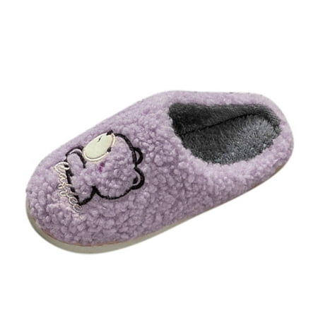 

Slippers for Women Couple Women s Winter Indoor Home Plus Velvet Warm Thick Bottom Non Slip Cotton Slippers Purple