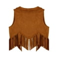 thumbnail image 4 of iiniim Kids Open Front Faux Suede Tassel Hippie Vest Waistcoat Party Brown 10, 4 of 7
