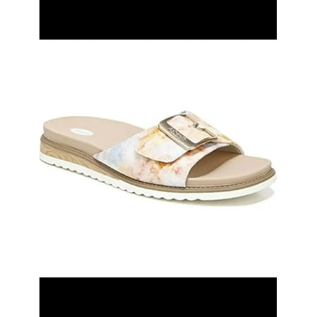 

DR SCHOLLS Womens Orange Buckle Accent Cushioned Originalist 2 Round Toe Wedge Slip On Slide Sandals 6.5 M