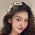 thumbnail image 2 of Women's Retro Pearl Bow Barrettes, Geometric PU Classical Design, Model 250723, 2 of 6