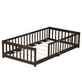 thumbnail image 6 of Alvantor Twin Size Floor Bed, Solid Wood Toddler Bed with Slat and Fence Guardrail, Montessori Floor Bed for Kids, Boys, Girls,Espresso, 6 of 8