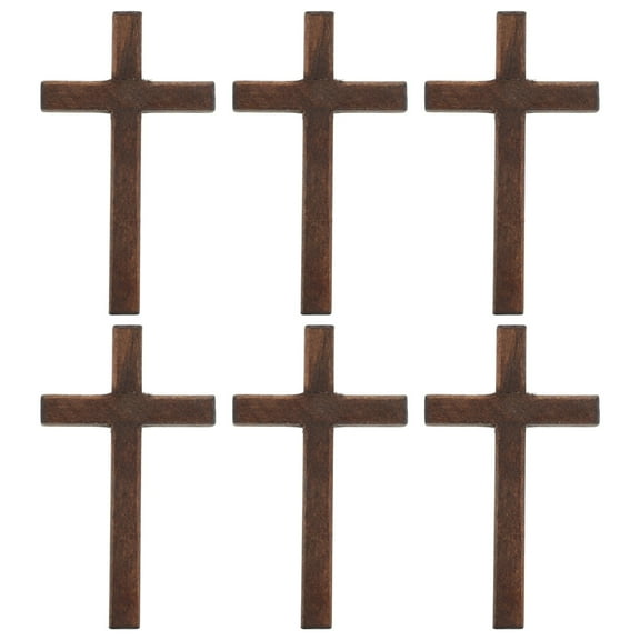 TAILTOSS 6Pcs Brown Wooden Cross 12.00X7.00X1.00cm Mini Wood Holding Hand Crosses Religious Ceremony