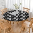 thumbnail image 3 of Black Christmas Snowflake Pattern Round Fitted Tablecloth with Elastic Edge,Dining Table Cover Waterproof,Outdoor Round Tablecloth for Camping,Dining,Indoor and Outdoor, 3 of 7