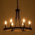 thumbnail image 2 of US HOME GOODS 6-Light Black Wheel Chandelier, Farmhouse Flush Mount Ceiling Light Fixture for Living&Dining Room Foyer Entryway, Metal Vintage Candle Pendant Lighting for Bedroom Hallway Kitchen, 2 of 4