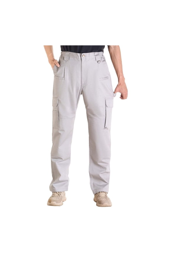 FR Cargo Pants for Men Flame Resistant Work Pants, 100% Cotton, Multi-Pocket, Welding/Grinding, NFPA 2112, Relaxed Fit, Gray, XXL