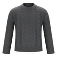 thumbnail image 4 of Miluxas Women Cable Knit Vintage Chunky Sweater Loose Casual Knitted Sweater Unisex Woven Crewneck Knitted Top Gray 6(M), 4 of 6
